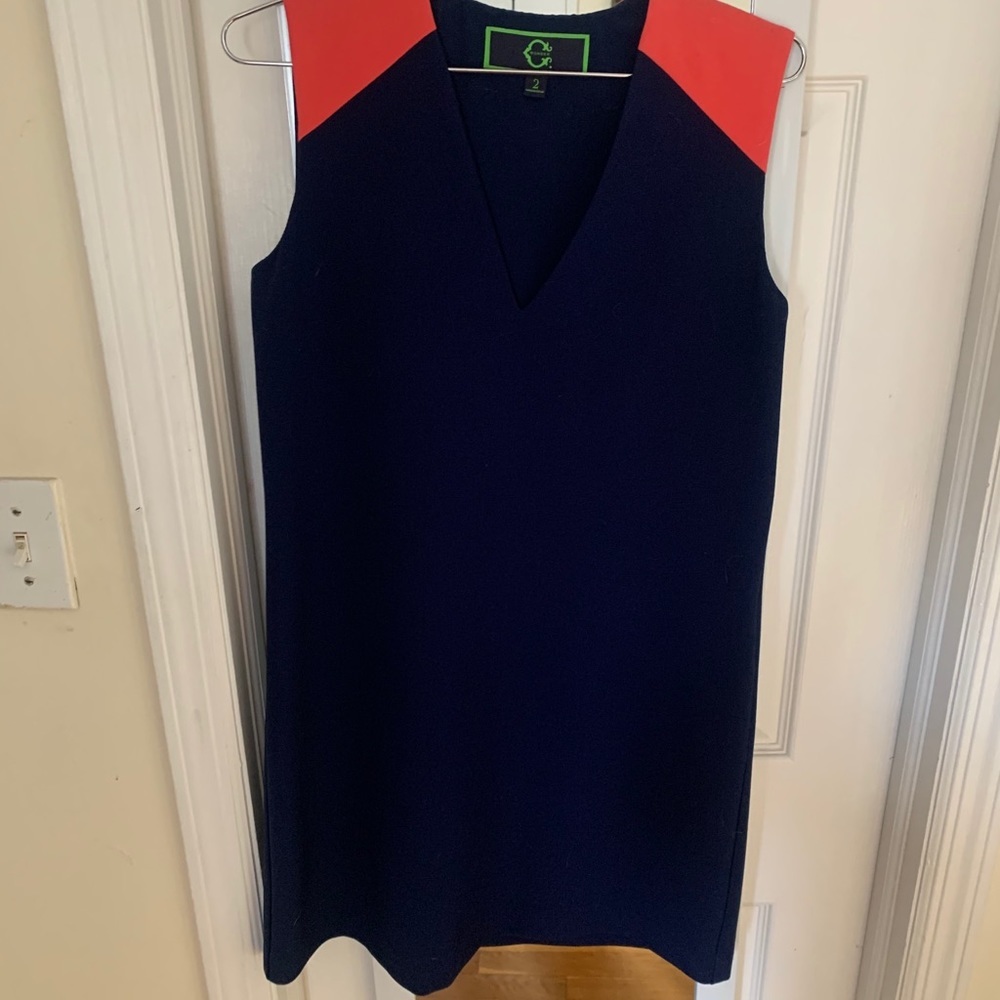 NWOT C Wonder navy blue coral shirt dress- size 2